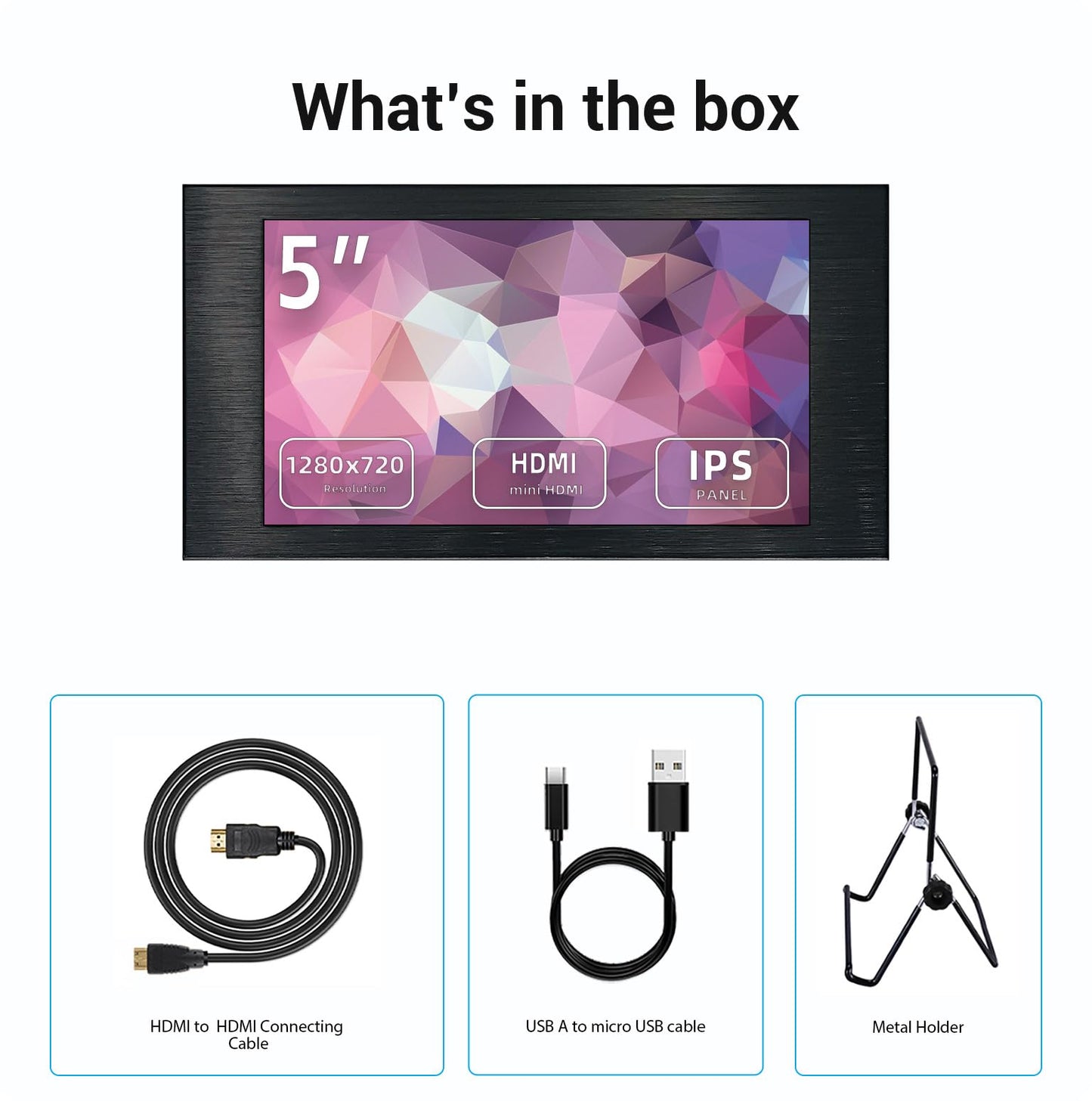 VIEWMEI 5 inch Touch Screen Monitor, 1280x720 Mini IPS Display, HDMI PC Monitor with HDMI Inputs Compatible with Raspberry Pi, PC, Laptop