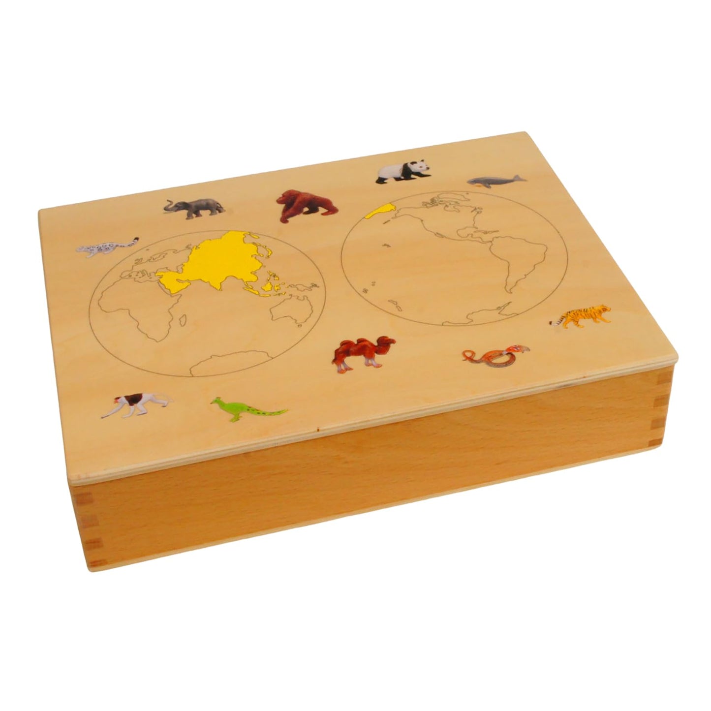ancona Asian Animals, Spanish/English Bilingual, Montessori Preschool Memory Matching Game Box Set with Animal Figurines & 3-Part Cards, Early Education Toy