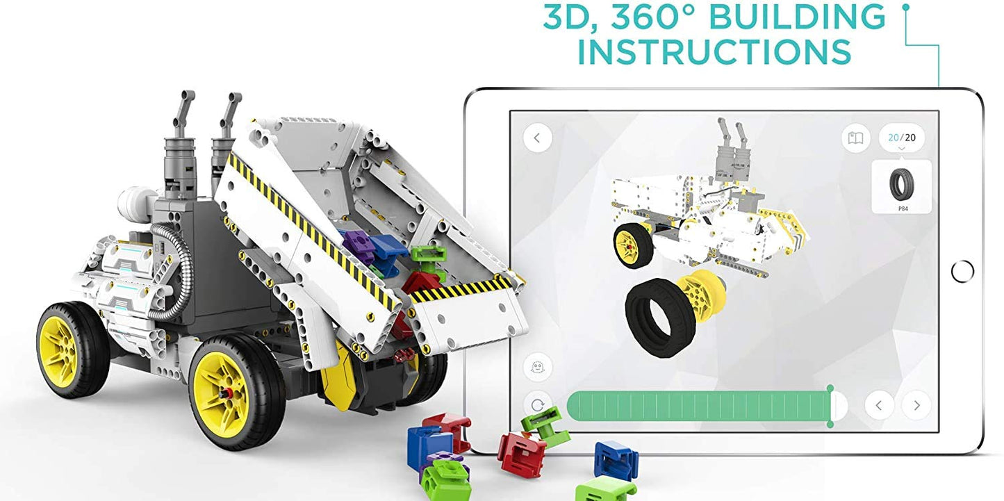 UBTECH JRA0203 JIMU Robot BuilderBots Series: Overdrive Kit/App-Enabled Building and Coding STEM Learning Kit (410 Parts and Connectors), Yellow