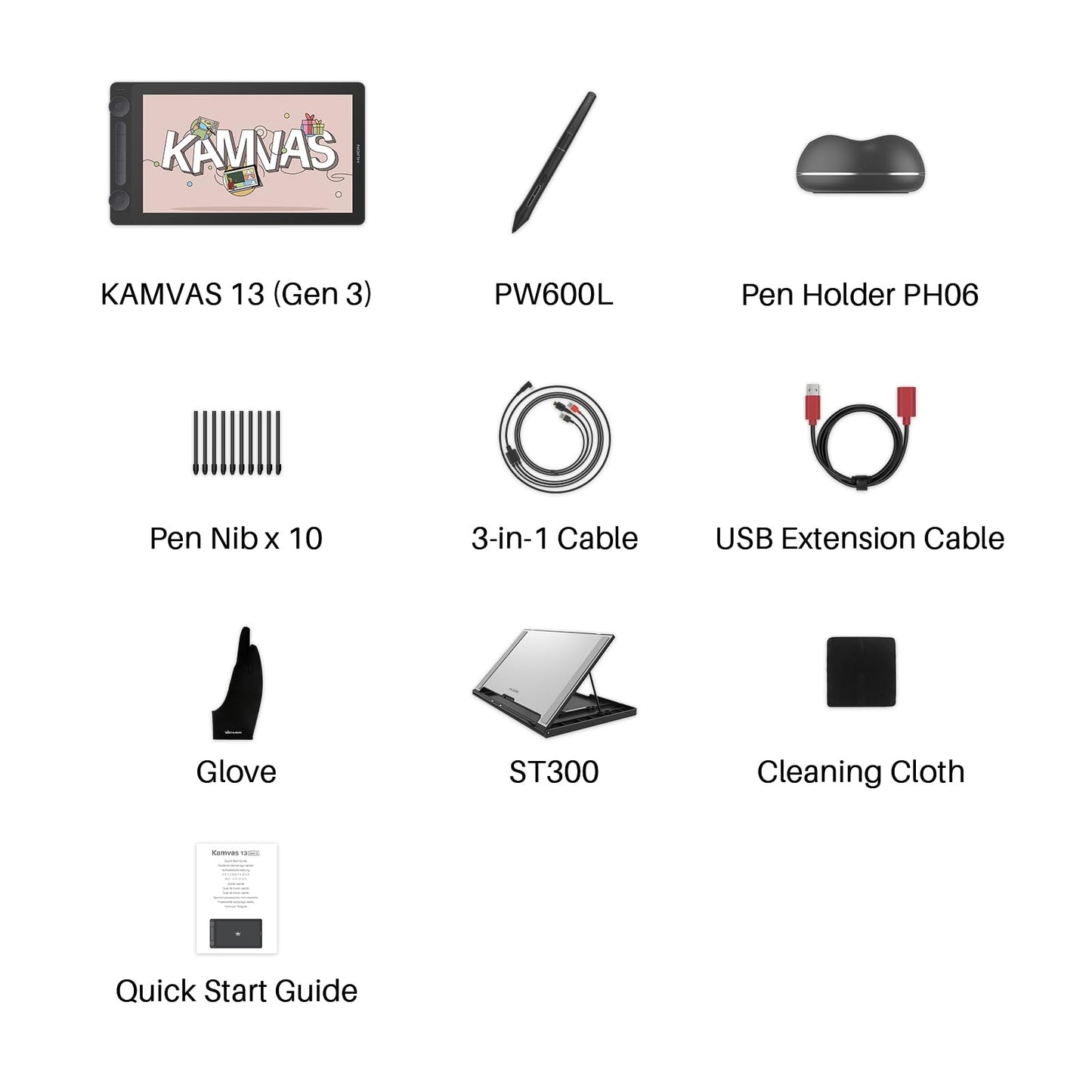 HUION Kamvas 13 (Gen 3) Drawing Tablet with Screen,13.3" Full-Laminated Art Tablet with Anti-Sparkle Canvas Glass 2.0, 99% sRGB, PenTech 4.0, 16384 Pen Pressure, Dual Dial for PC, Mac, Android, Black