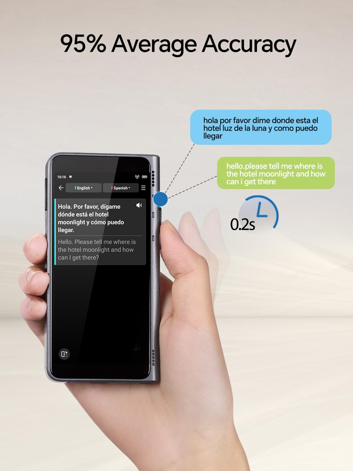 Timekettle NEW T1 Translator Device Supports 40 Languages, 31+ Offline Language Pairs, Photo Translation, No WiFi Needed, 2-Year Global Data, 4" HD Screen for Travel Black