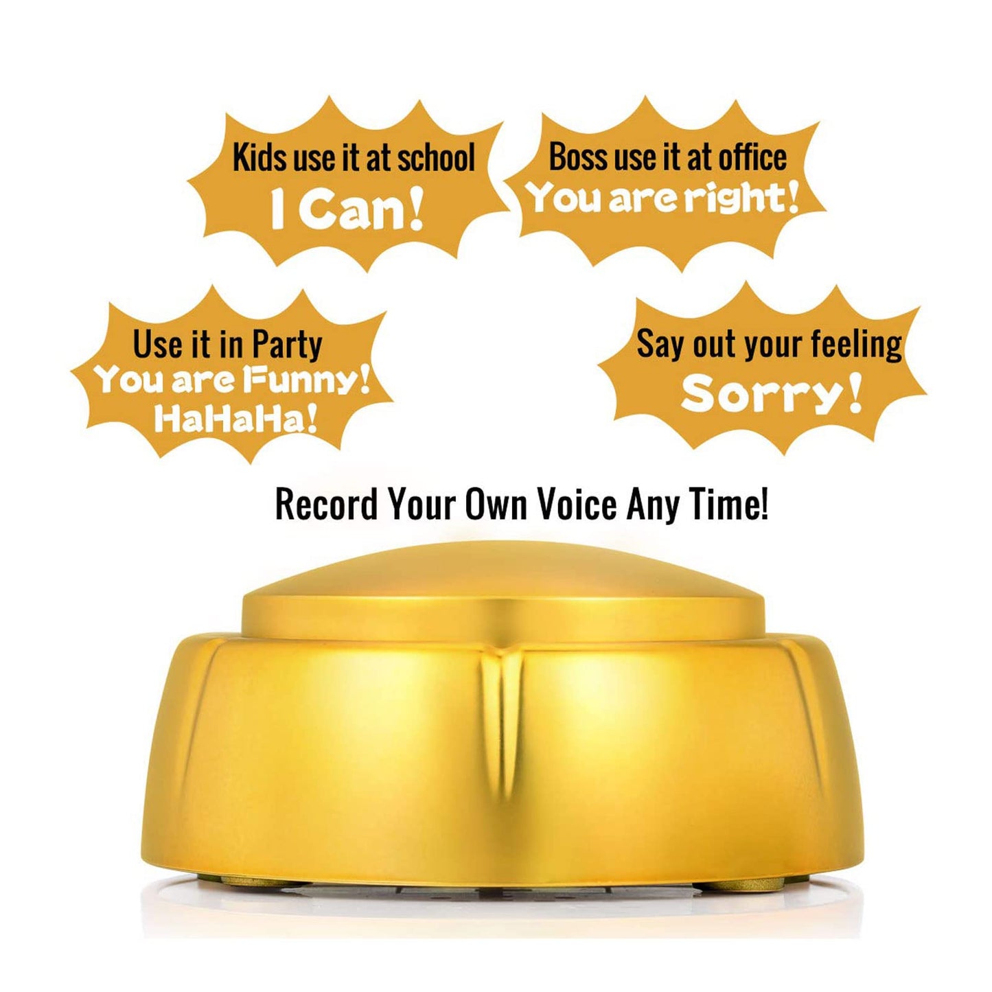Jusocc Gold Recordable Button - Easy 30 Sec Talking Button Easy Button Answer Buzzers Custom Sound Button for Dogs Training Classroom Study Office Home Game