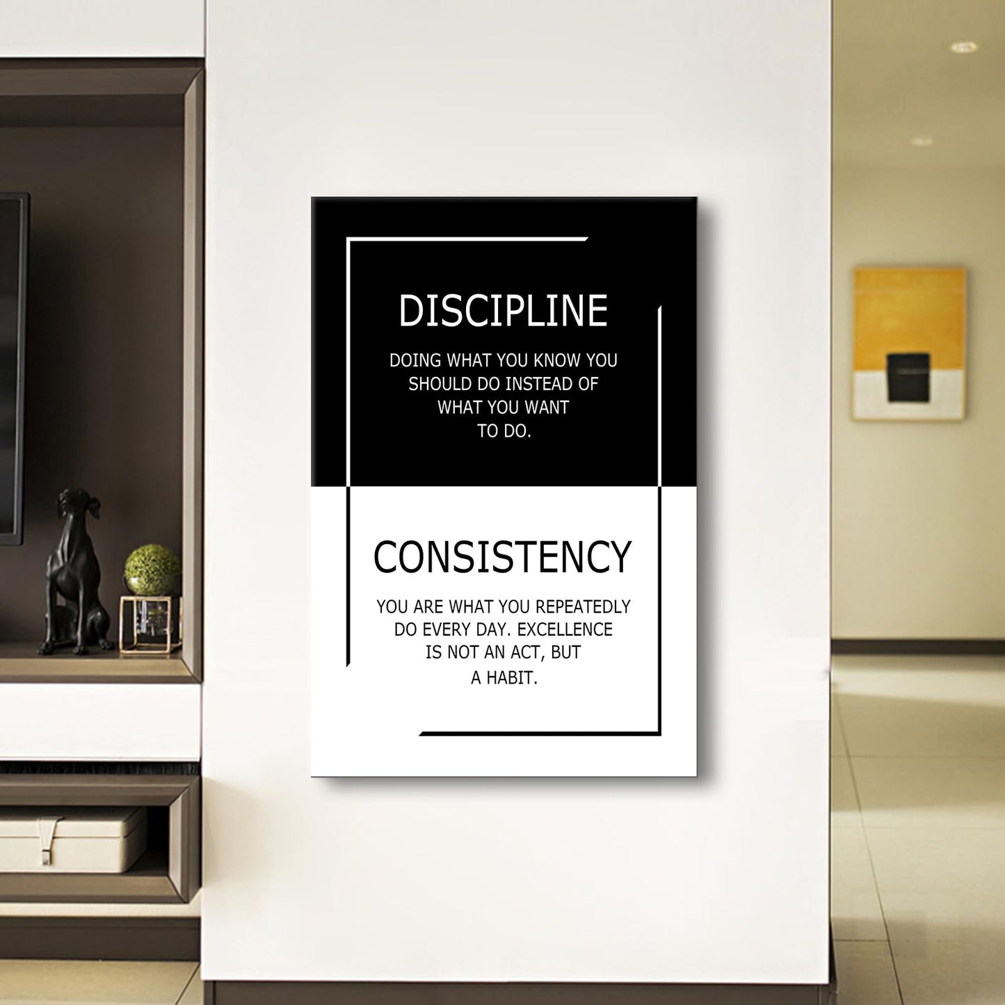 YSPCSUN Motivational Poster Discipline Consistency Success Quote Office Decor Painting Practice Inspirational Canvas Wall Art Prints Artwork for Modern Home Living Room Ready to Hang [24''Wx 36''H]
