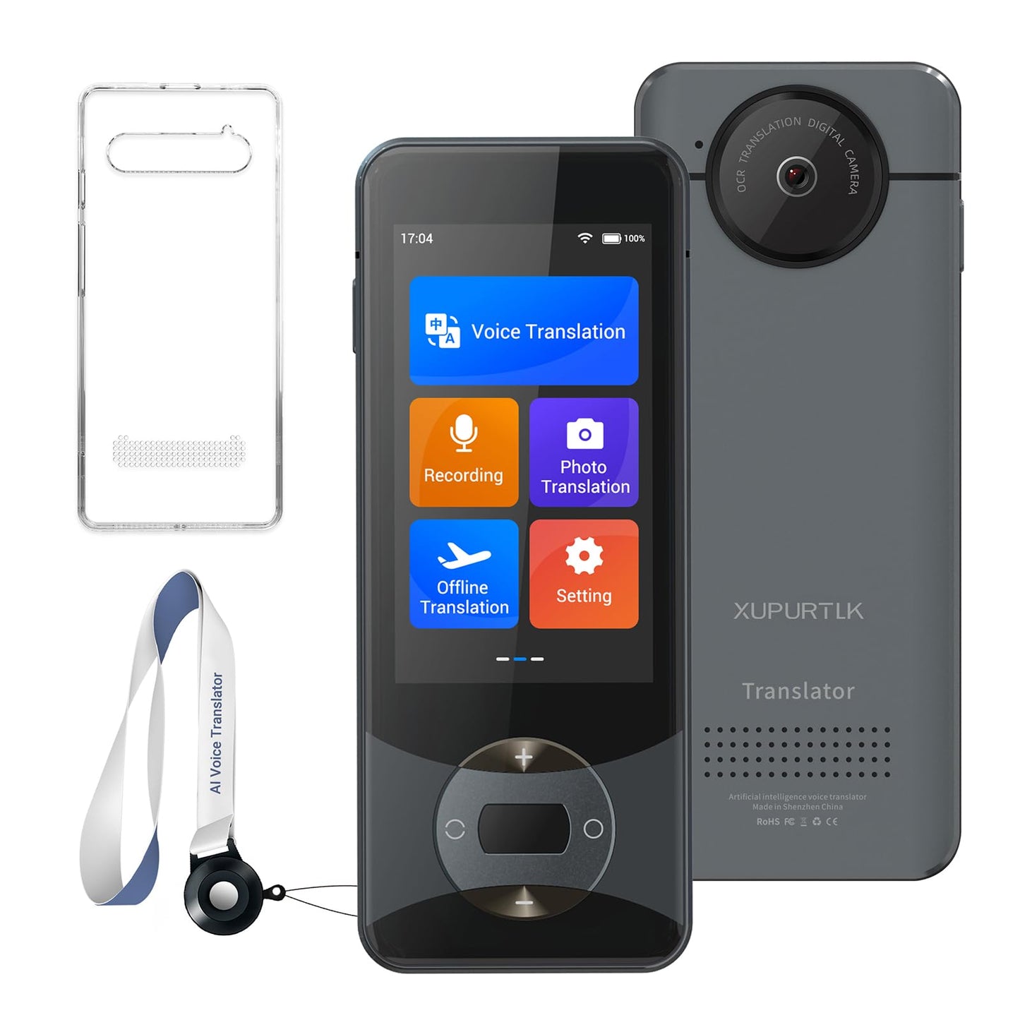 XUPURTLK Language Translator Device, Voice Translator Device Two Way, 144 Languages Real-Time Translator Device No WiFi Needed, Offline & Recording & Photo Translation for Travel, Business, Learning