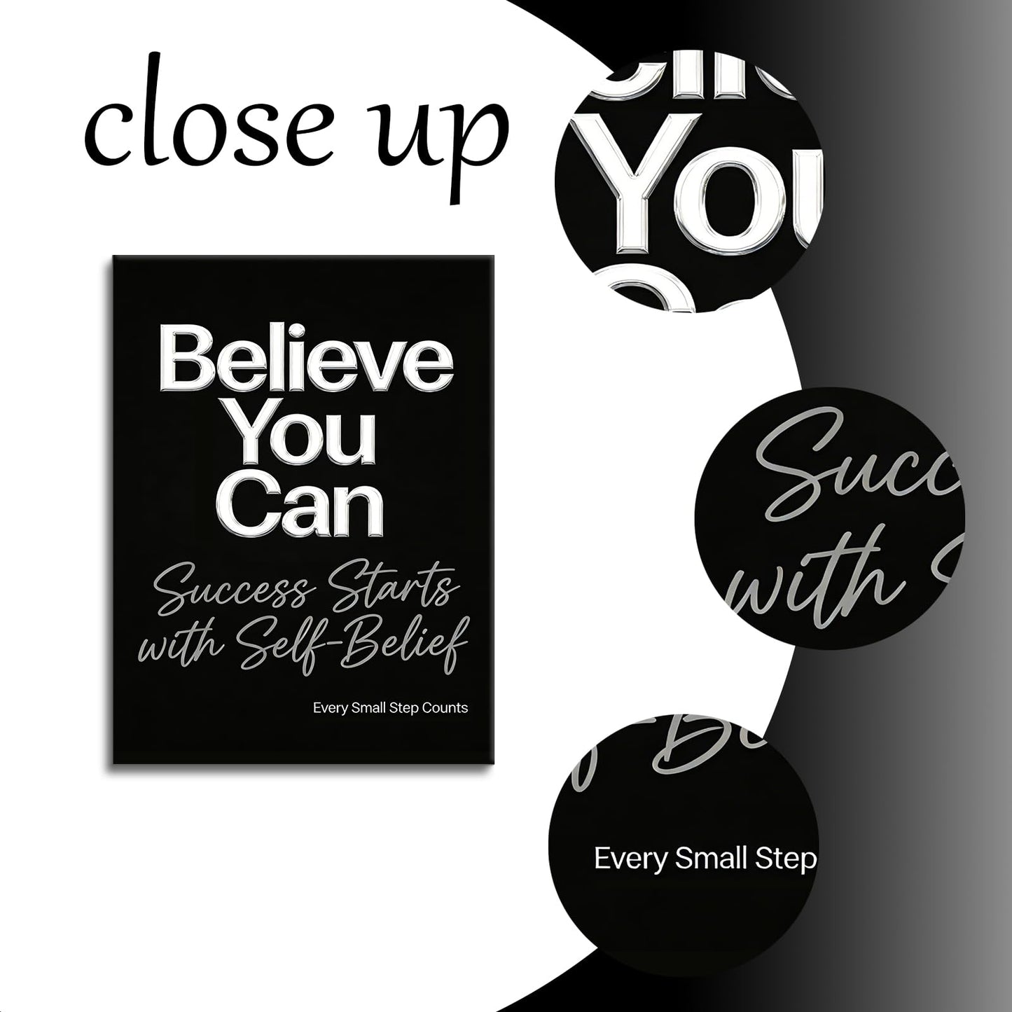 YSPCSUN Inspirational Wall Decor Believe You Can Motivational Canvas Painting, Framed Uplifting Typography Pictures for Modern Office Study Room Men Women Desk Decor, Wooden Inner Frame 24x18 Inch