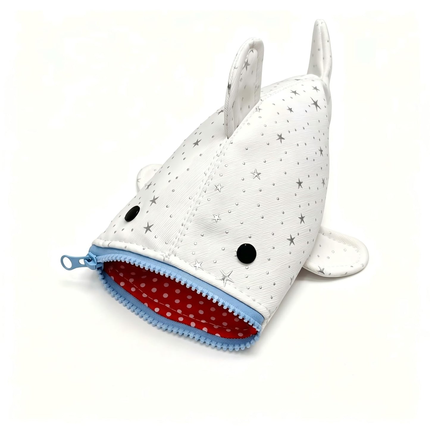 MemeChic Shark Pencil Case Creative Novelty Fish Shape Large Capacity Pen Bag，Adorable Stationery Storage Bag,Coin Purse，Funny Pencil Pouch,Multi-Purpose Organizer (White)