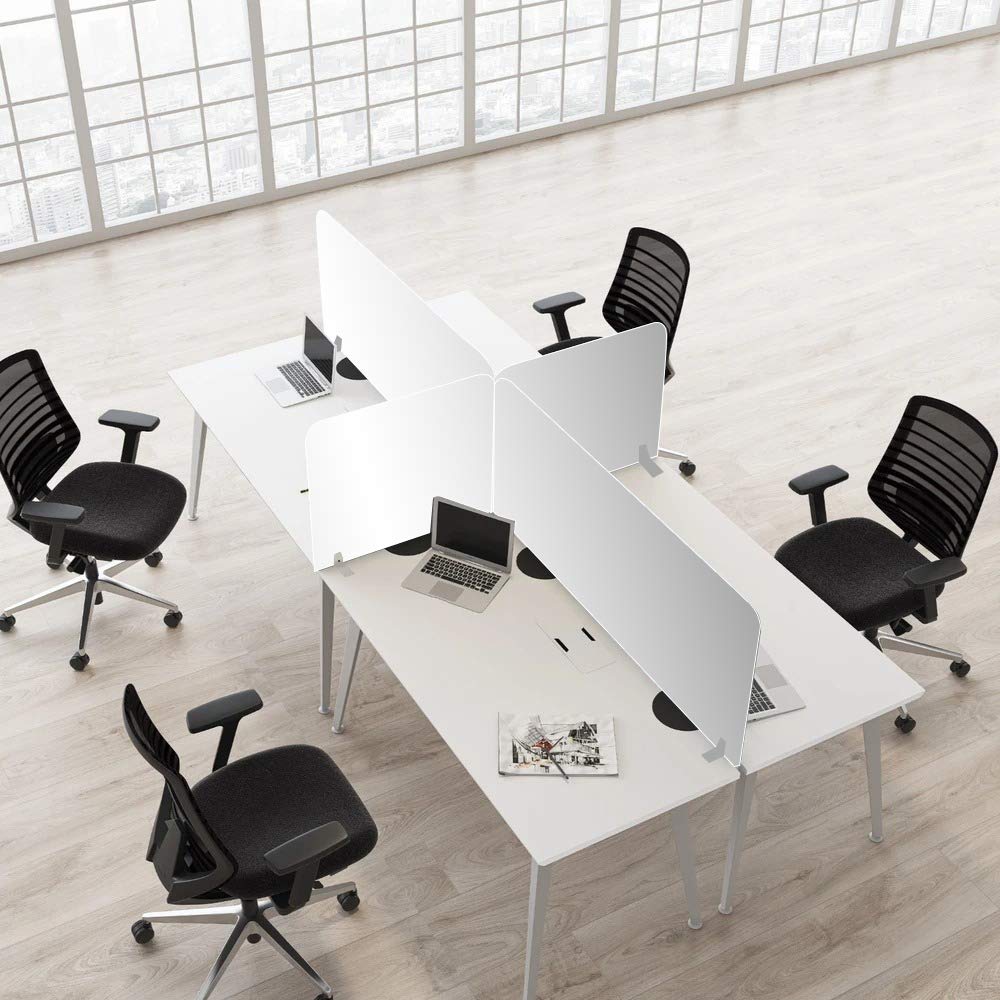 Precision-Milled Aluminum clamp Set for Office Privacy Panels. Includes Rubber-Grip Acrylic Standoff mounts and Adjustable Brackets. Ideal for Metal Shelf Support with Screws and Allen Wrench kit