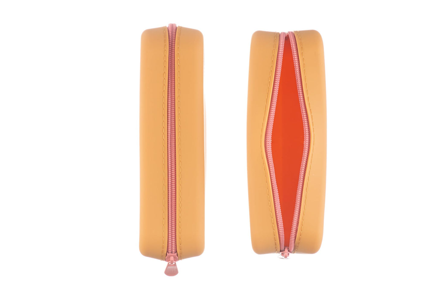 DIVERSEBEE Soft Silicone Pencil Case, Aesthetic Pencil Pouch with Zipper, Cute Pen Bag for School, Bible Journaling Supplies and Accessories, Pencil Organizer (Mango)