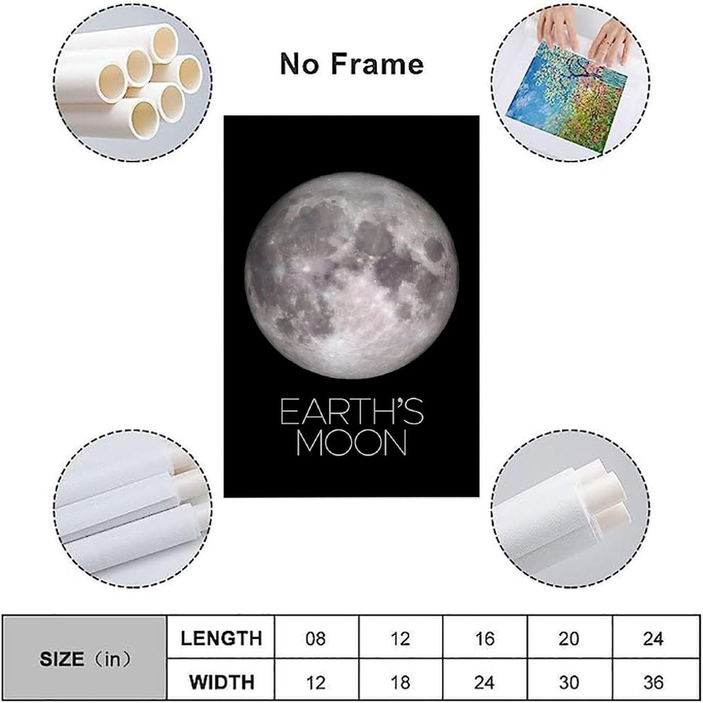 XIAOLOUTINYU Solar System Canvas Wall Art - Moon Planet Space Poster for Kids Room Bedroom Classroom, STEM Educational Astronomy Decor, Science Gift for Boys Girls Teens, 12x18 Inch Unframed