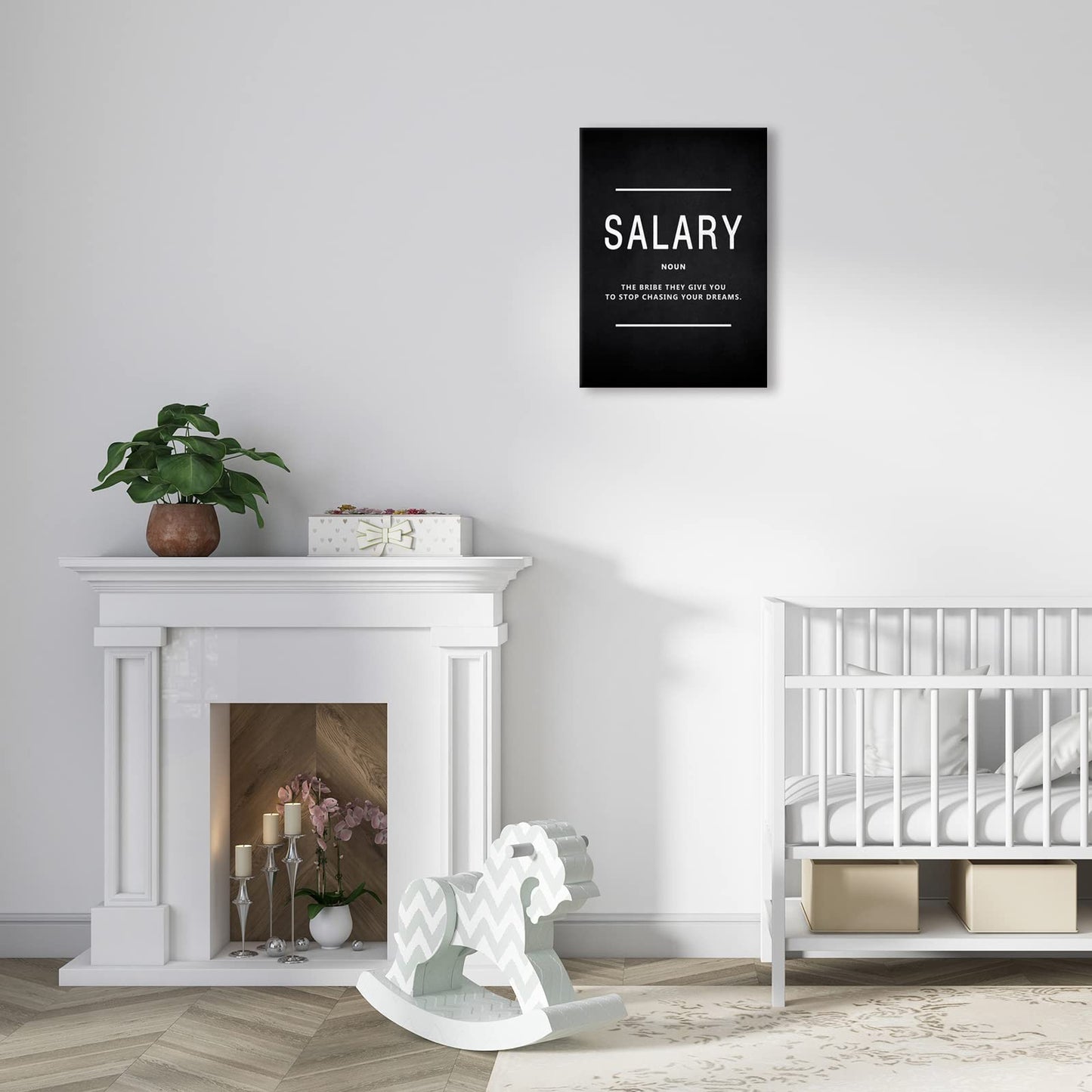 BWSPACE Motivational Canvas Wall Art Painting Decorations Poster for Office Living Room Bedroom Artwork Ready to Hang (Salary,12x18 inch)