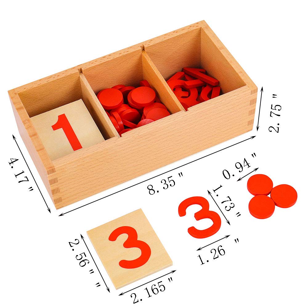 Montessori Cards & Counters with Cut-Out Numeral Math Games & Teaching Numbers Counting Toys