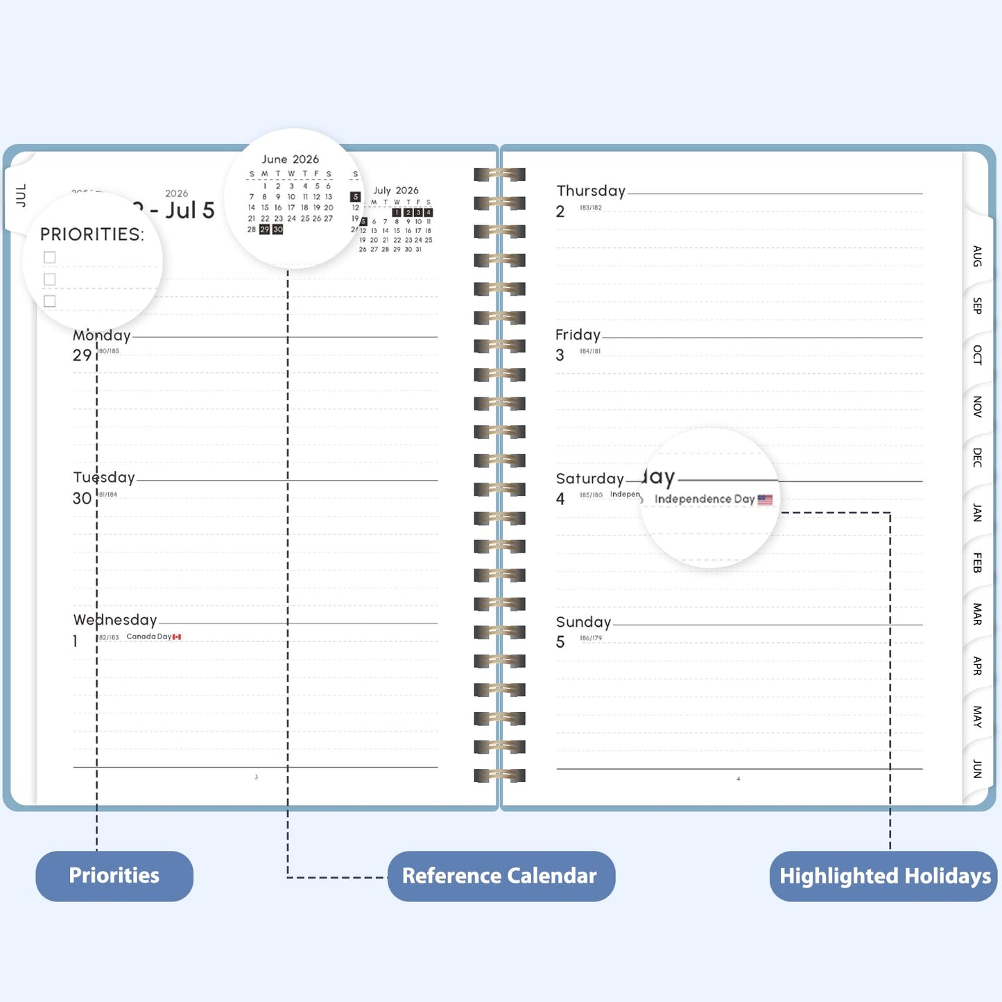 Planner 2026-2027, Weekly and Monthly Academic Planner, July 2026 - June 2027, Hardcover Calendar Agenda Book for School Year Planning, School Supplies for Teacher and Student, Letter Size(8.5'' x 11'')