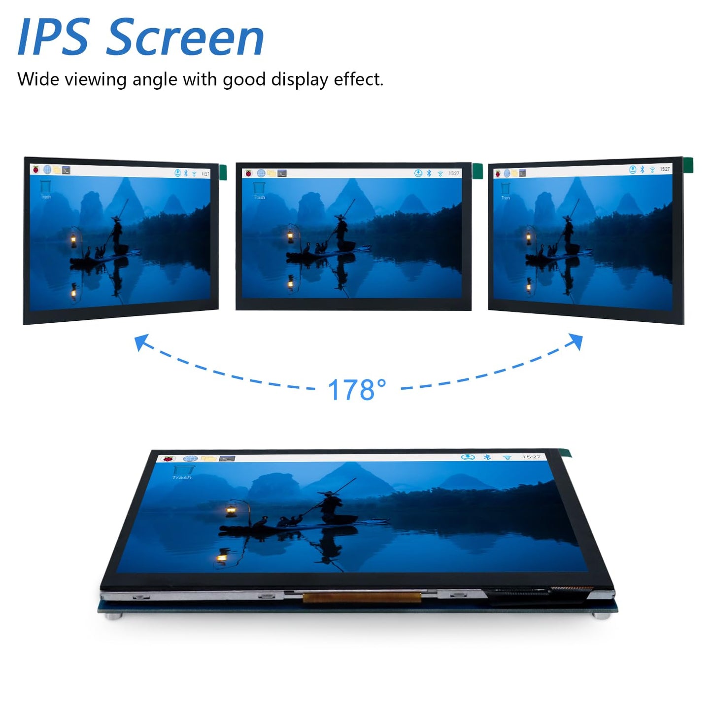 FREENOVE 7 Inch Touchscreen Monitor for Raspberry Pi 5 4 B 3 B+ A+, 800x480 Pixel IPS Display, 5-Point Touch Capacitive Screen, Driver-Free MIPI DSI Port