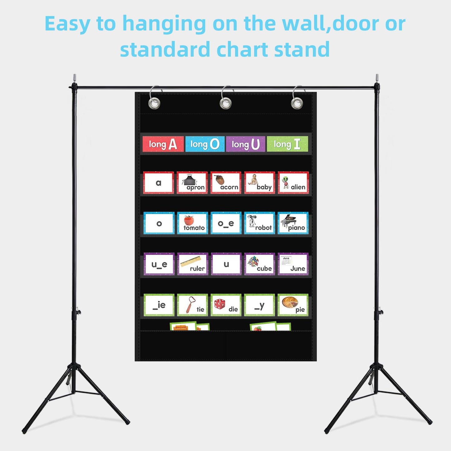 ANCOMEDO 5+1 Pockets Standard Pocket Chart, Clear 5 Pockets Words Chart with Extra Storage Pocket for School Home Office Use,Standard Size:25.2” x 17” Letter Cards, Word Wall and Sentence Strips.