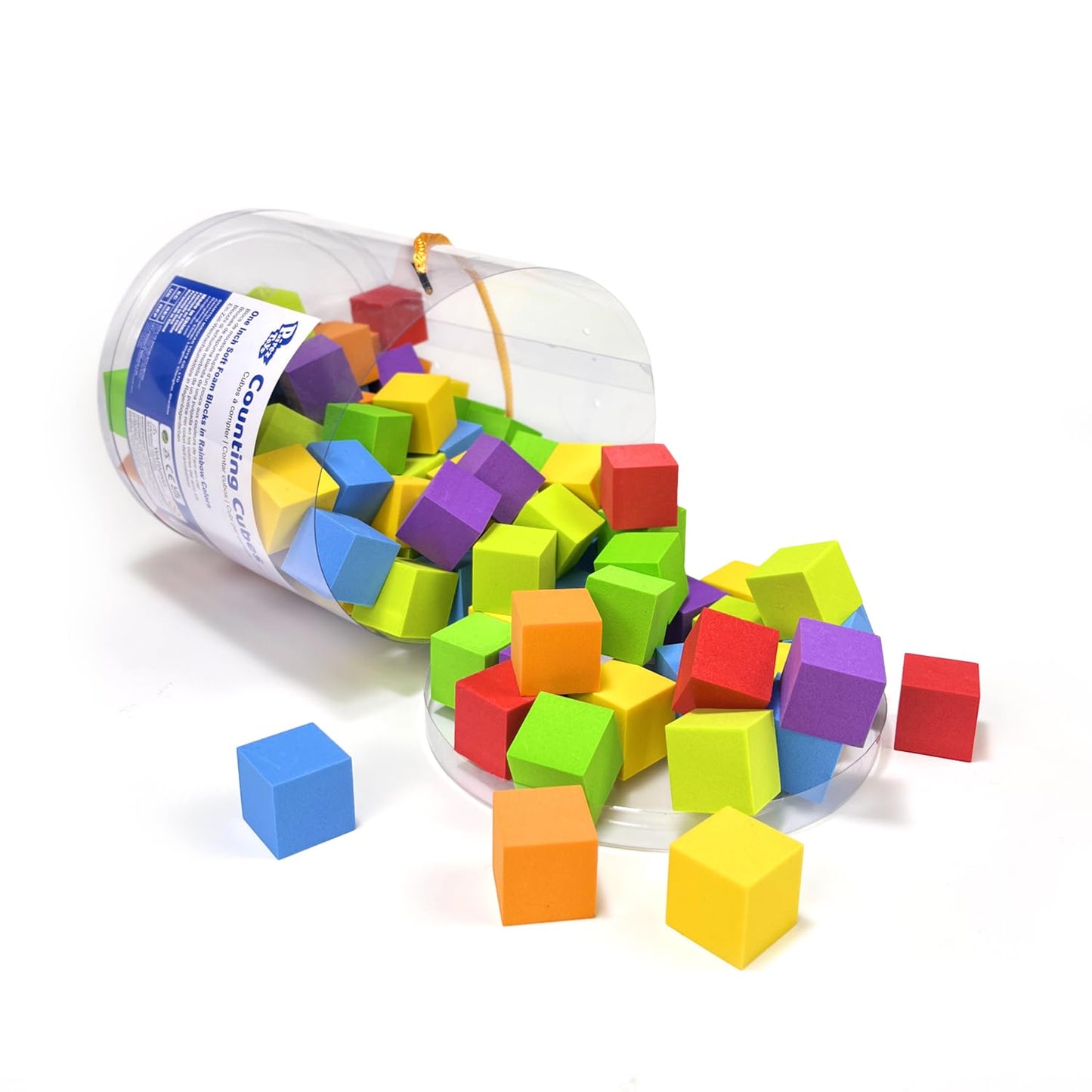 Pairez Toys Foam Counting Blocks, 105 Pieces 1 Inch Soft Rainbow Math Counters Cubes, Math Manipulatives Preschool, Classroom Learning Supplies, Stacking Blocks for Kids Ages 3+