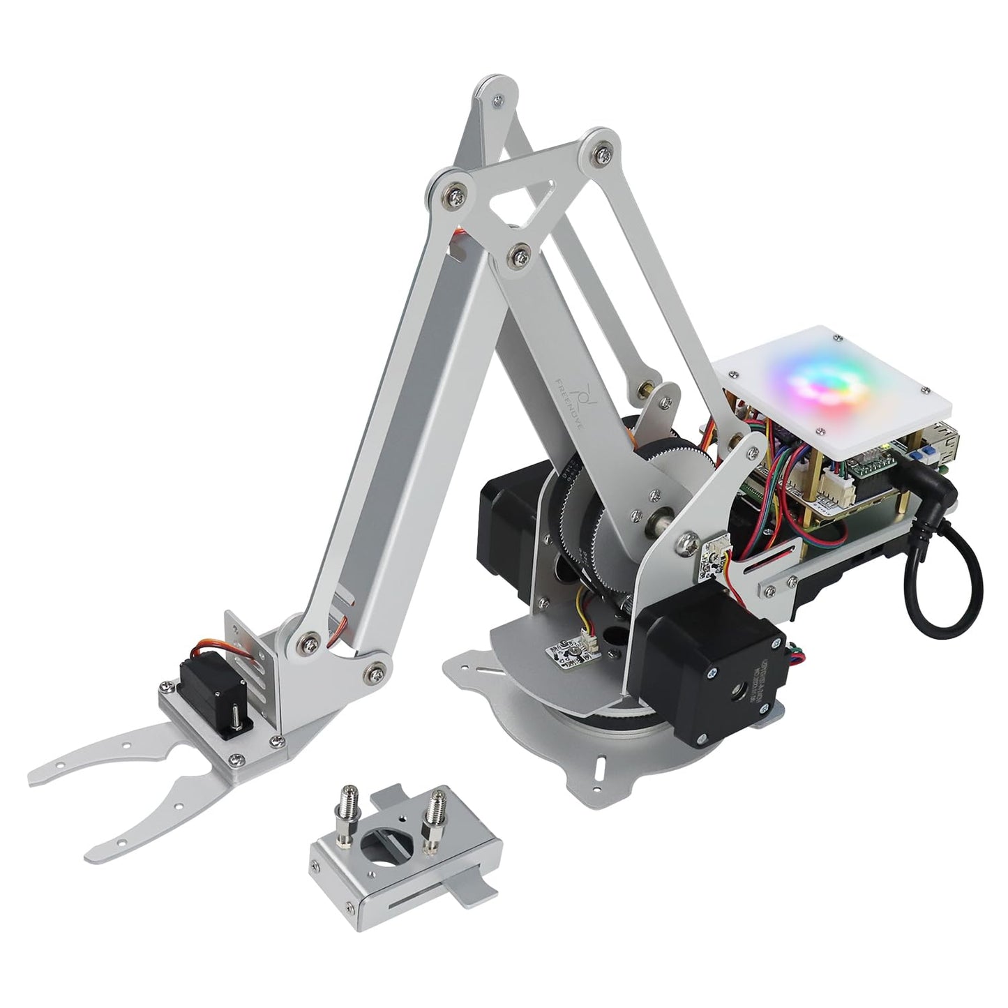 Freenove Robot Arm Kit for Raspberry Pi, High Accuracy, Stepper Motor, Metal Structure, Clamping Mode, Drawing Mode, Record and Replay, App Control (Raspberry Pi NOT Included)