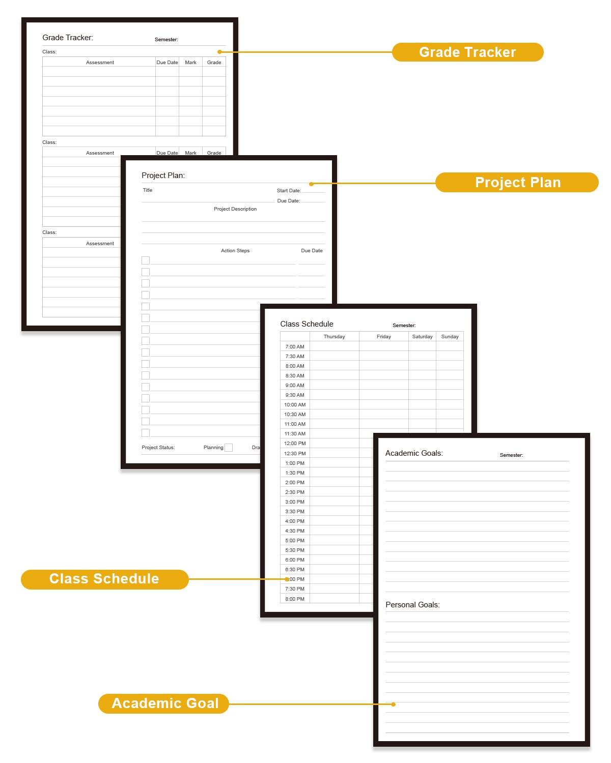 Academic Planner for 2026-2027 or Anytime – 5.8" x 8.5" Undated Weekly Student Planner For Homeschool, High School, College & Nursing Students, 200 Pages, Black