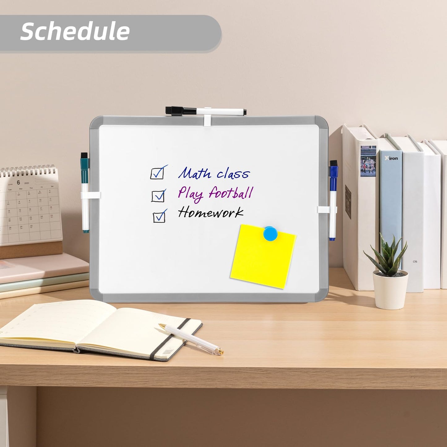 VUSIGN Small White Board Dry Erase, 14'' x 11'' Magnetic Dry Erase Board, Mini Whiteboard with Markers for Students, Fridge, Wall, Locker
