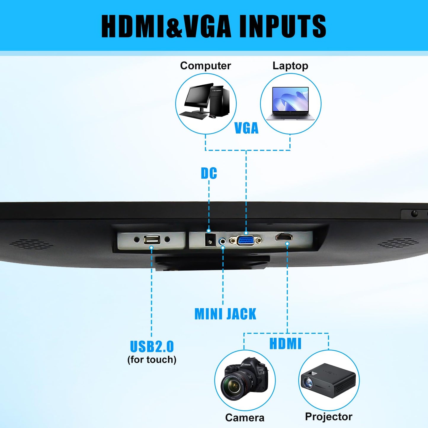 FYHXele 24 Inch Touchscreen Monitor, IPS FHD 1080P Touch PC Display, 100Hz, LED Backlit Multi-Touch Monitor, VESA, HDMI & VGA & USB Computer Touch Screen for Gaming, Business, Warehouse, Bar, Gym