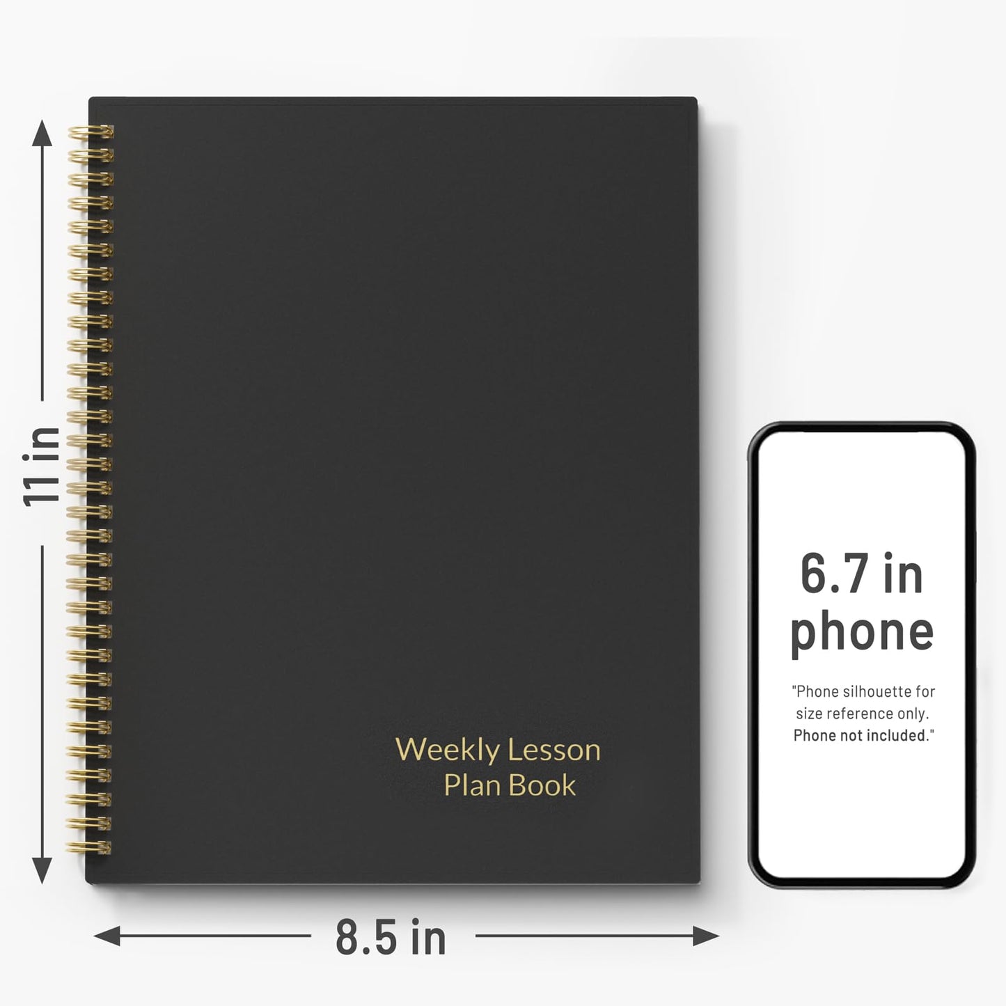 SUNEE 8 Period Teacher Lesson Plan Book - Days Vertically, Undated Teacher Planner 2026-2027 Academic Year, 8.5 x 11 Inch, 104 Pages/52 Sheets (40 Weeks), Waterproof Plastic Cover, Back Pocket, Black