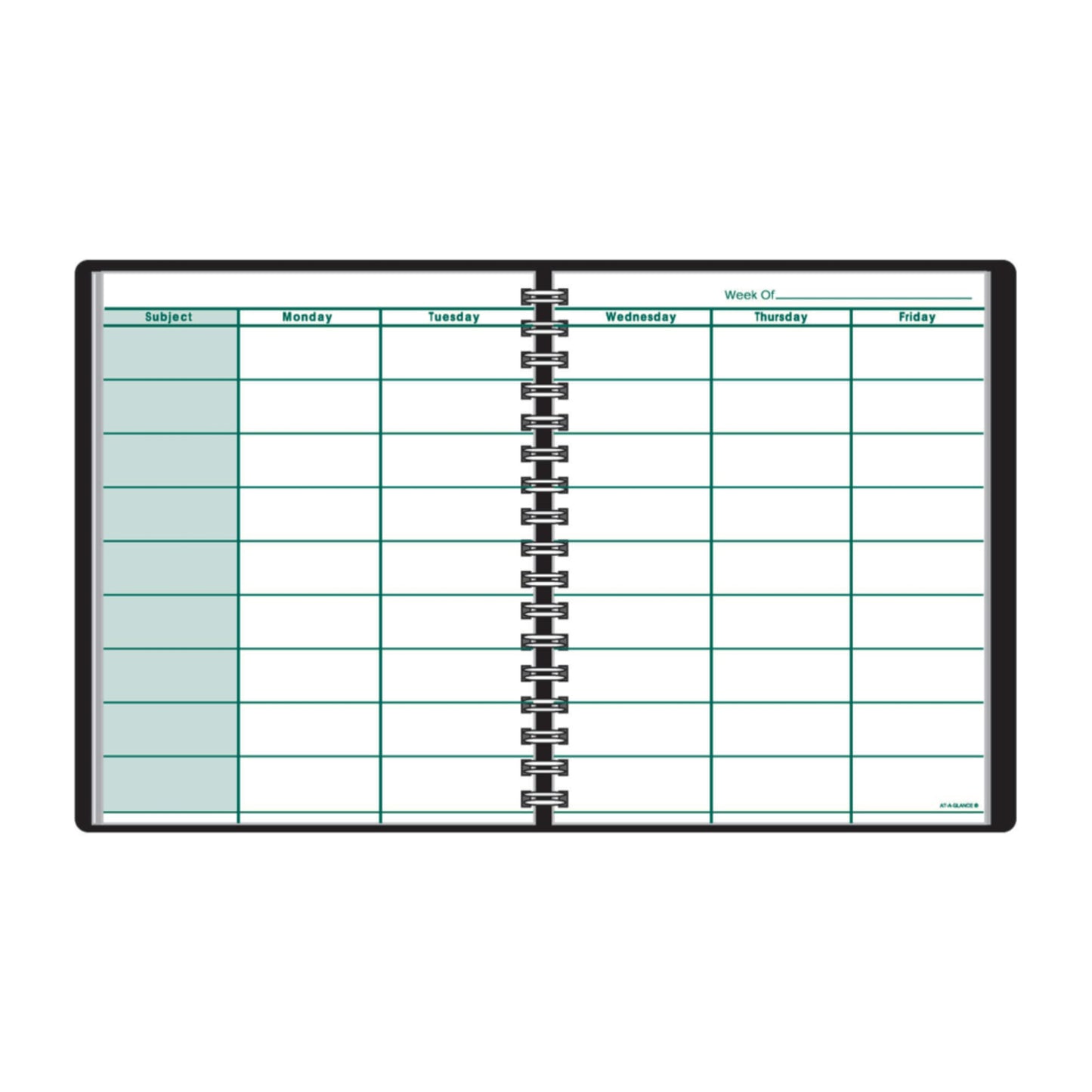 AT-A-Glance Teacher Planner, 8-1/4" x 10-7/8", Undated Weekly & Daily Planner, Academic Lesson Plan Book for Family Homeschool Supplies, Agenda with Twin-Wire Binding, Black Leather (8015505)