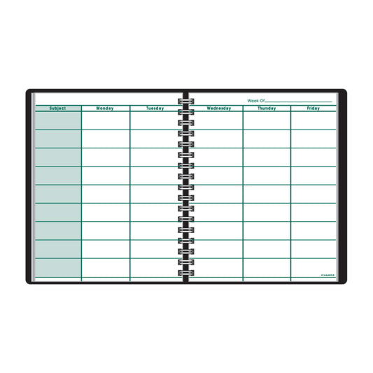 AT-A-Glance Teacher Planner, 8-1/4" x 10-7/8", Undated Weekly & Daily Planner, Academic Lesson Plan Book for Family Homeschool Supplies, Agenda with Twin-Wire Binding, Black Leather (8015505)