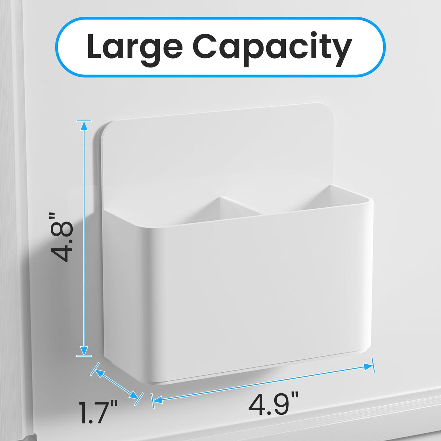 First-zgel 3 Pack Magnetic Pen Holder, Wall Mount Magnetic Dry Erase Marker Holder with Large Compartments, Self Adhesive Marker Pen Pencil Organizer for Whiteboard Fridge Locker Accessories (White)