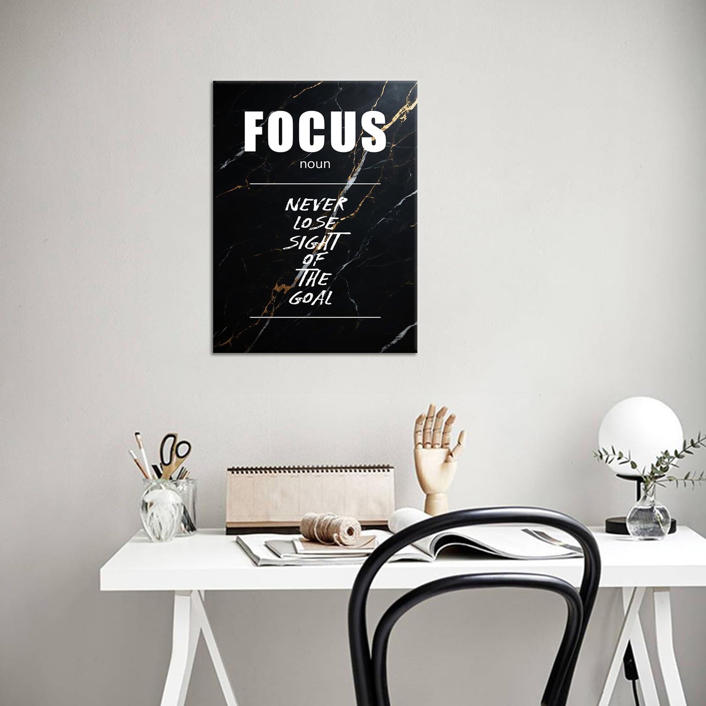 Motivational Canvas Wall Art Focus Noun Entrepreneur Quotes Poster Print Inspirational Pictures Painting for Office Class Room School Wall Decoration Stretched and Framed [18''Wx24''H]