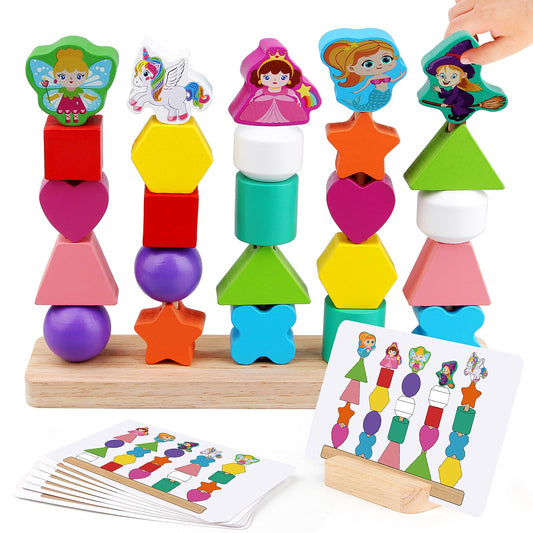 Vinlon Montessori Toys for Toddlers 2 3 4 Years Old -Princess Unicorn Fairy Mermaid Shapes Sorting Stacking Vivid Colors, Early Learning Educational Toys Easter Basket Stuffers Valentine's Day Gift