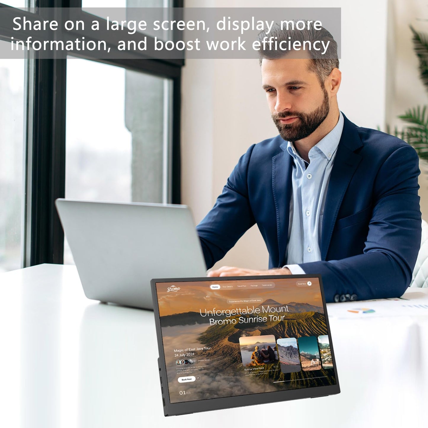 15.6" Portable Monitor Touchscreen,1080P FHD Laptop Screen Extender, 300 Nits Brightness IPS Display,Travel Monitor with Kickstand & Speaker, HDMI USB-C External Monitors for Laptop Computer Switch