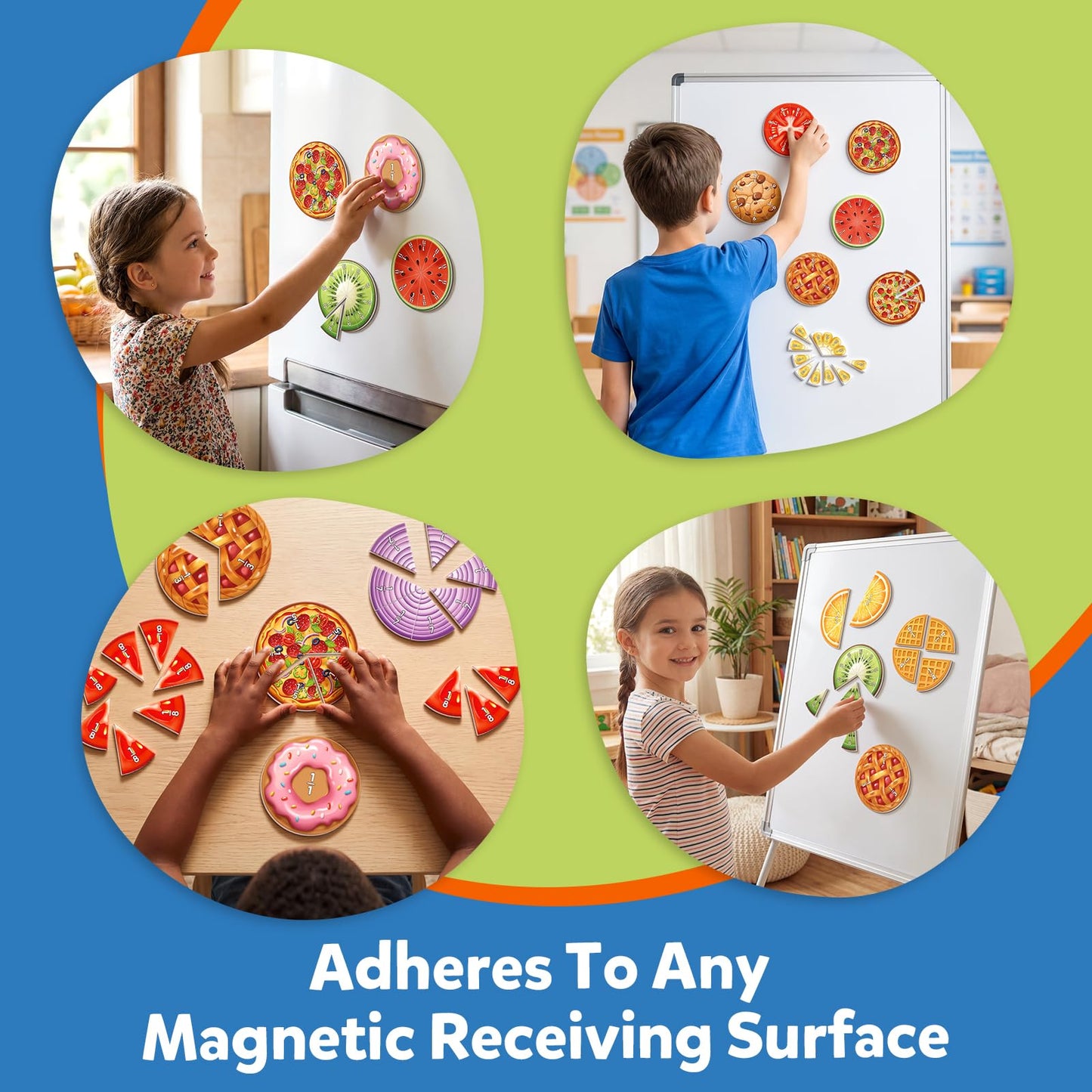 Aizweb Magnetic Fraction Tiles & Circles Set,Bars,Magnetic Fraction Educational Puzzle,Montessori Math Manipulatives,Fraction Learning Games for Elementary Classroom Homeschool Supplies