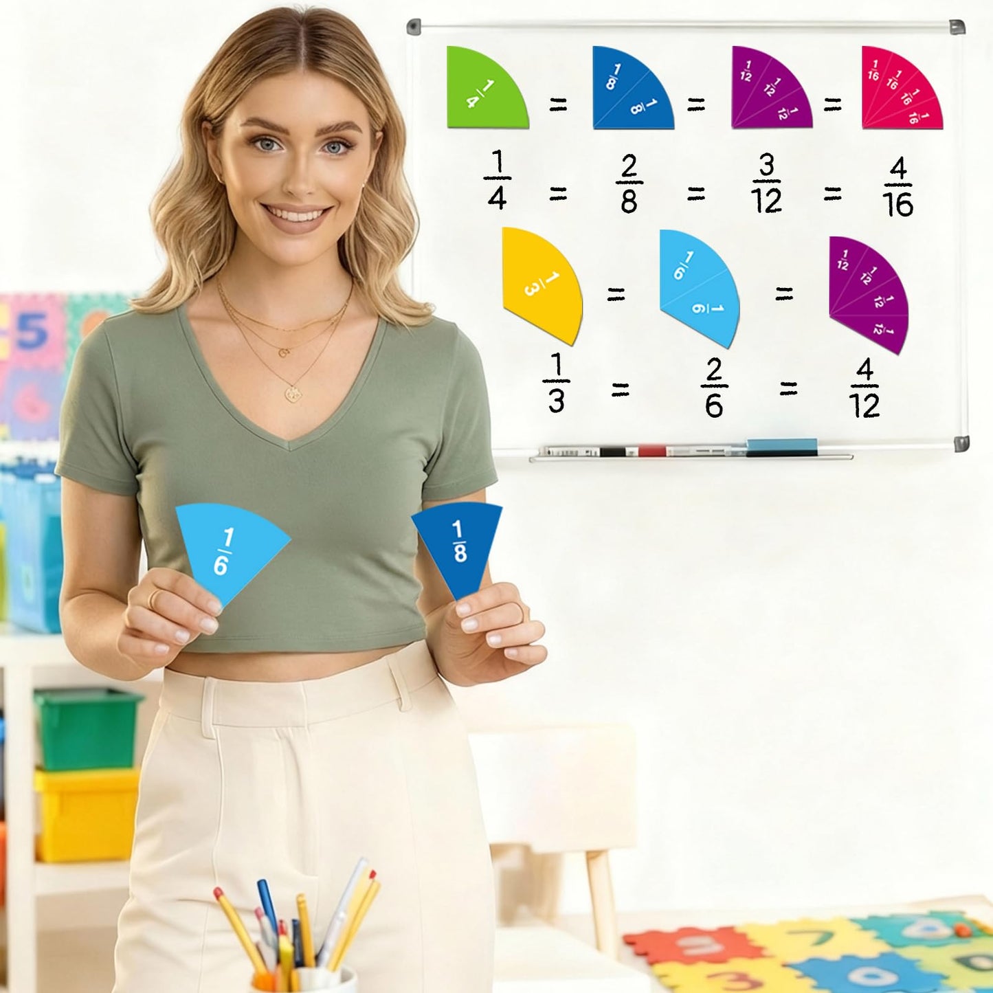 Magnetic Fraction Manipulatives(Circle 8"),Homeschool Supplies,Math Teacher Aid Must Haves