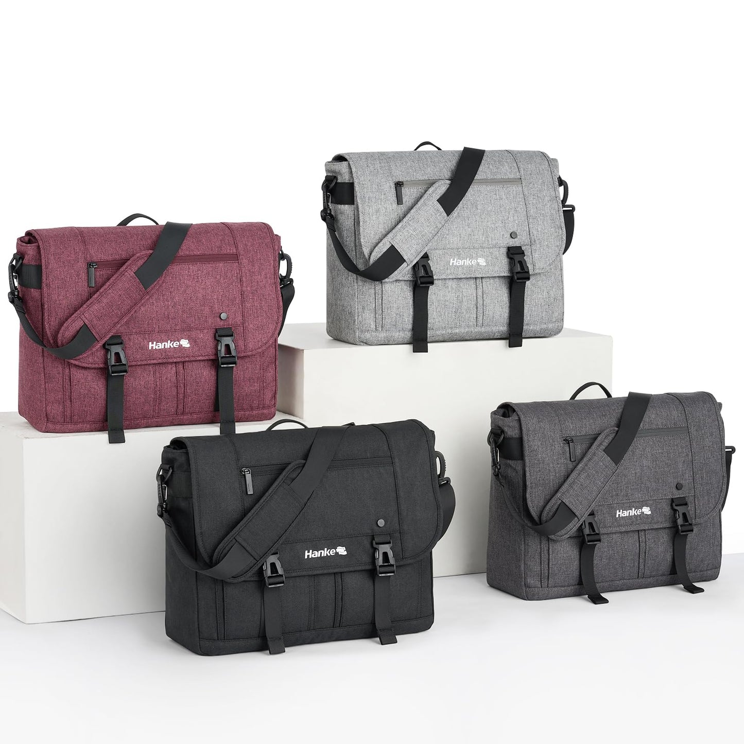 Hanke Durable Messenger Bag for Men with 15.6 Laptop Case, Business Cross Body Bag Briefcase for Women,School or Work Tote Bag Large Messanger Bag.（Dark Grey）