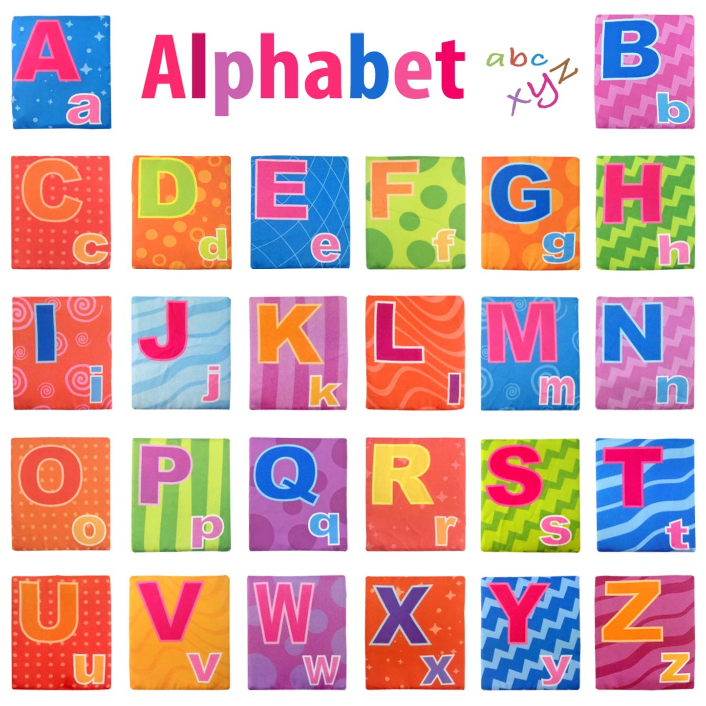 26 Pieces Soft Alphabet Cards with Cloth Storage Bag for Babies Infants, Toddlers and Kids ABCs Learning Flash Cards, Best Early Educational Toys for 0 1 2 3 Years Old Boys and Girls