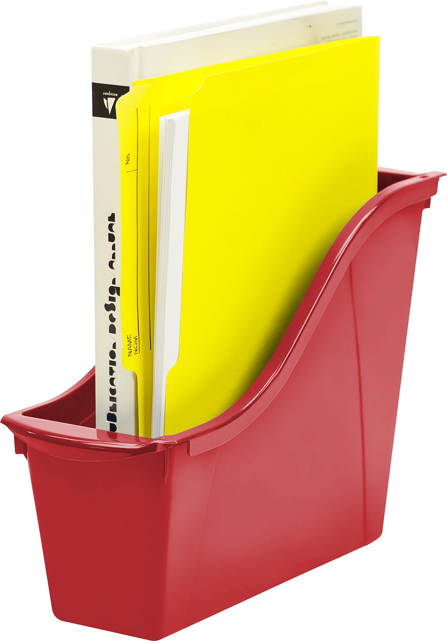 Storex Small Book Bin – Interlocking Plastic Organizer for Home, Office and Classroom, Red, 6-Pack (71109U06C)