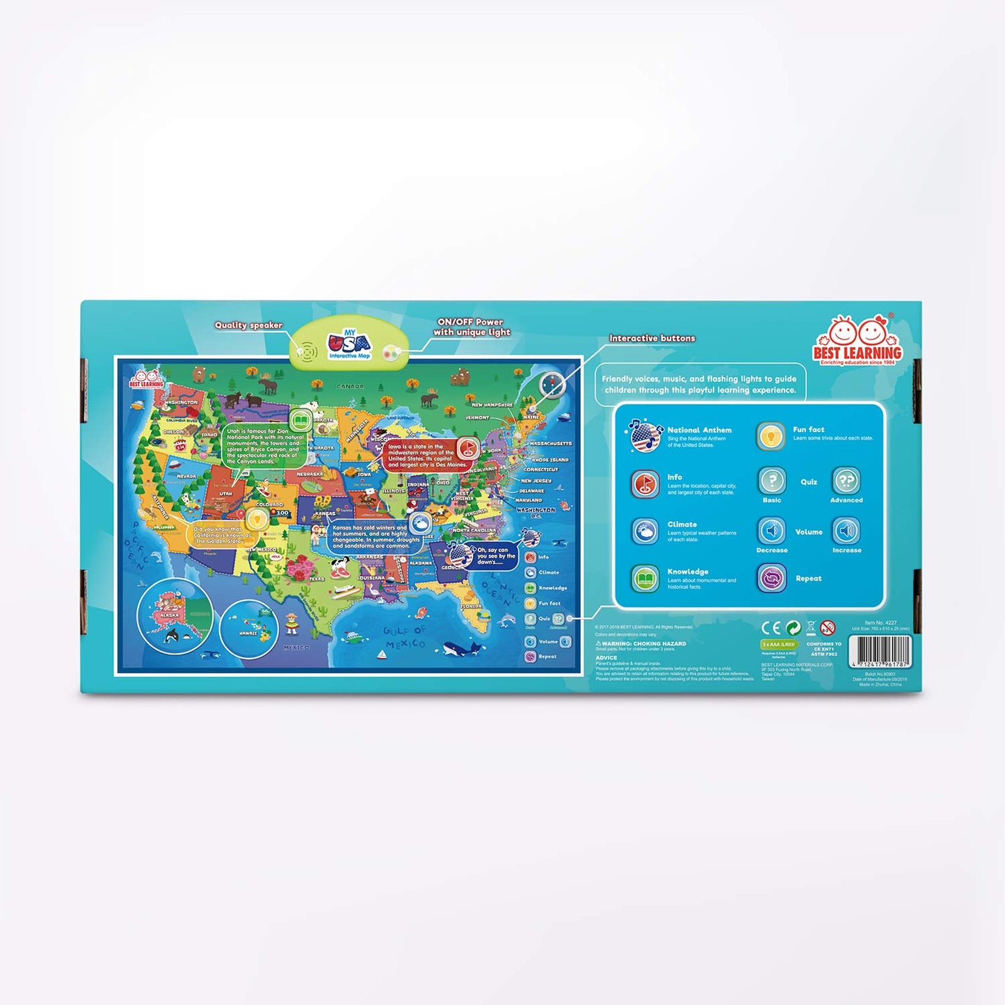BEST LEARNING i-Poster My USA - Interactive Talking United States Map for Kids Ages 5-12 - Birthday Gift for 5 6 7 Year Old Boys & Girls - STEM Homeschool Educational Toy