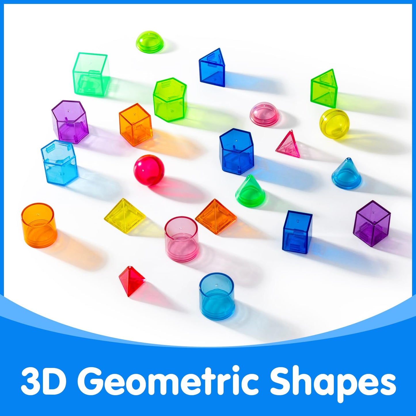 Odoorgames 100 Pcs 3D Shapes for Teaching - Geometric Solids and Geometry Manipulatives for Classroom - Enhance Learning Experience