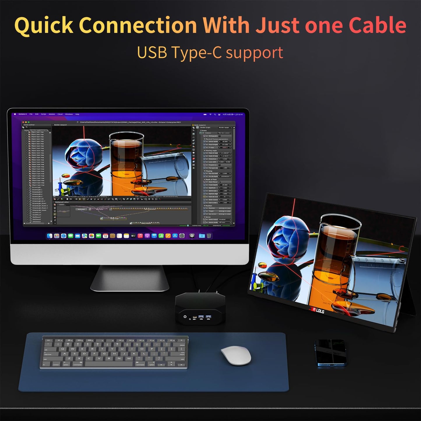 15.6''Portable Monitor for latop ,2K FHD 60HZ Laptop Monitor Screen,USB-C and HDMI Inputs, Ultra-Slim IPS Panel with HDR and Premium Smart Cover & Speakers for Laptop,PC,Phone,PS4/5,Switch,Mac,Xbox