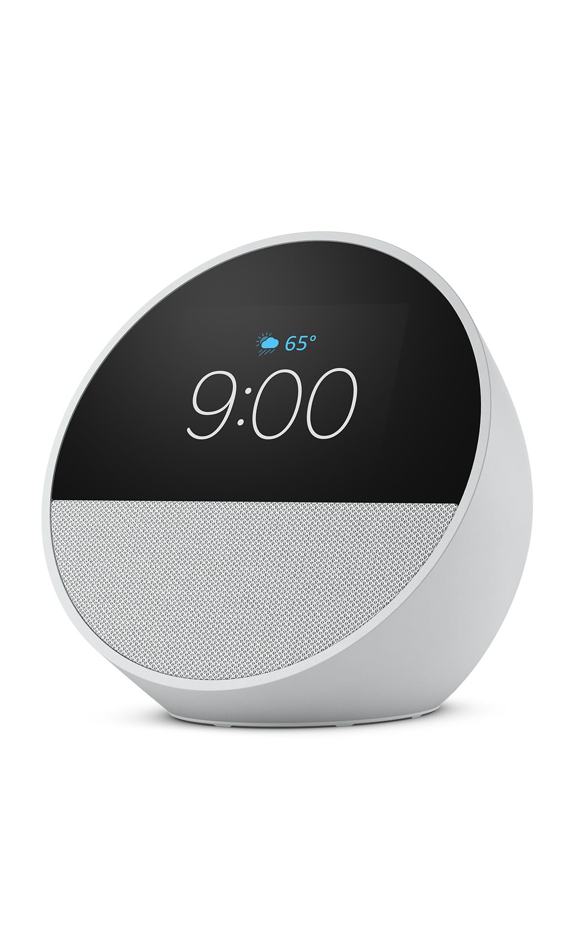 Like-New Amazon Echo Spot (newest model), Great for nightstands, offices and kitchens, Smart alarm clock, Designed for Alexa+, Glacier White
