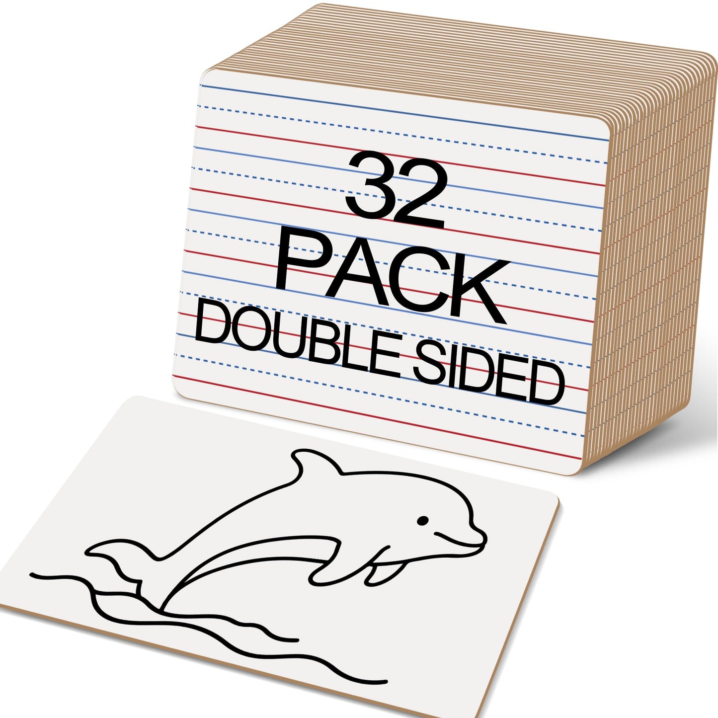32 Pack Small White Boards, 9"x12" Mini Portable Handheld Learning Whiteboards, Double Sided Personal Dry Erase Boards with Lines for Kids, Students, Teachers Classroom School Pack