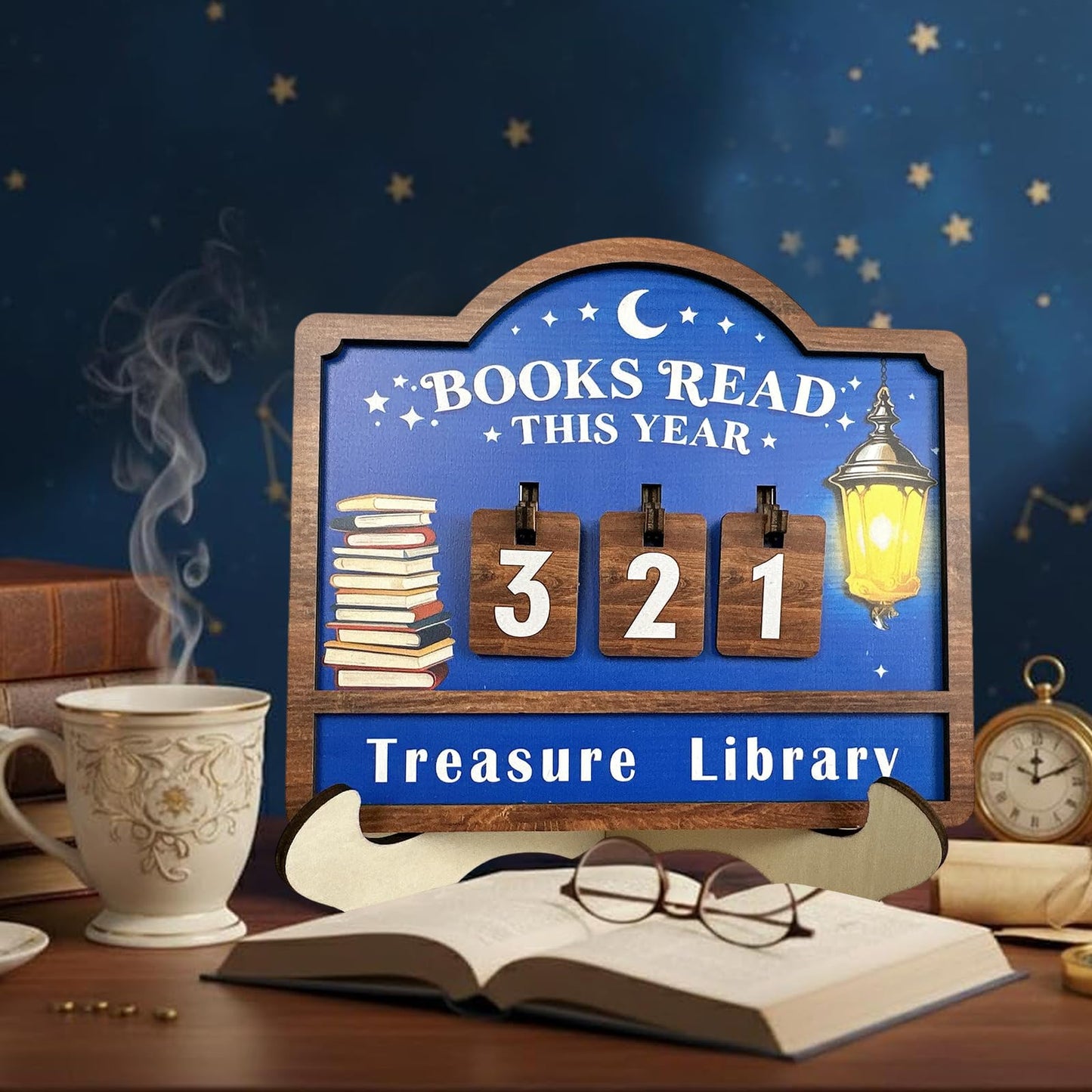Reading Tracker Counter Sign, Wooden Books Read This Year Display, Book Lover Gift for Librarian, Reader, Teacher, Women, Wall and Table Decor for Home Library, Teachers, Book Lovers