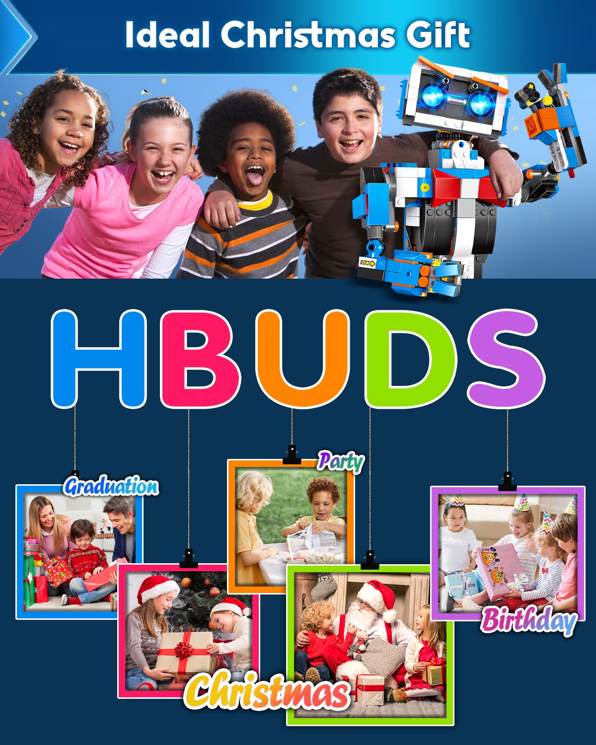 HBUDS Robot Building Kits for Kids, Stem Toys for Boys Age 8-12, APP & Remote Control Educational Coding Building Sets, Programmable Robot for Kids, Rechargeable Robotic Kit Gifts for Girls Boys