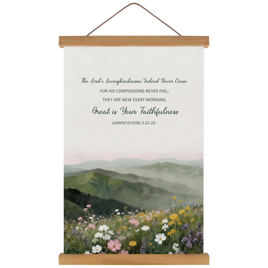KAIRNE Bible Poster,Christian Prints with Wood Magnetic Hanger Framed,Psalm Scripture Landscape Prints,Colorful Wildflower Paintings,Vintage Bible Verse Wall Art for Bedroom Living Room Decor