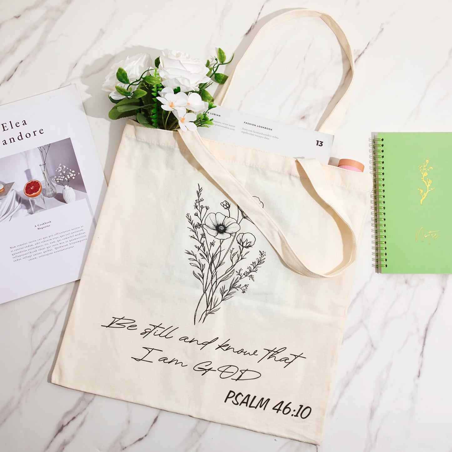 Jutom 110 Pcs Bible Study Supplies Bible Journaling Kit with Canvas Tote Bag Pen Case Notebook Highlighters Pen Sticky Note Tabs Page Markers Stickers Tape for Women Christian Christmas Gift(Green)