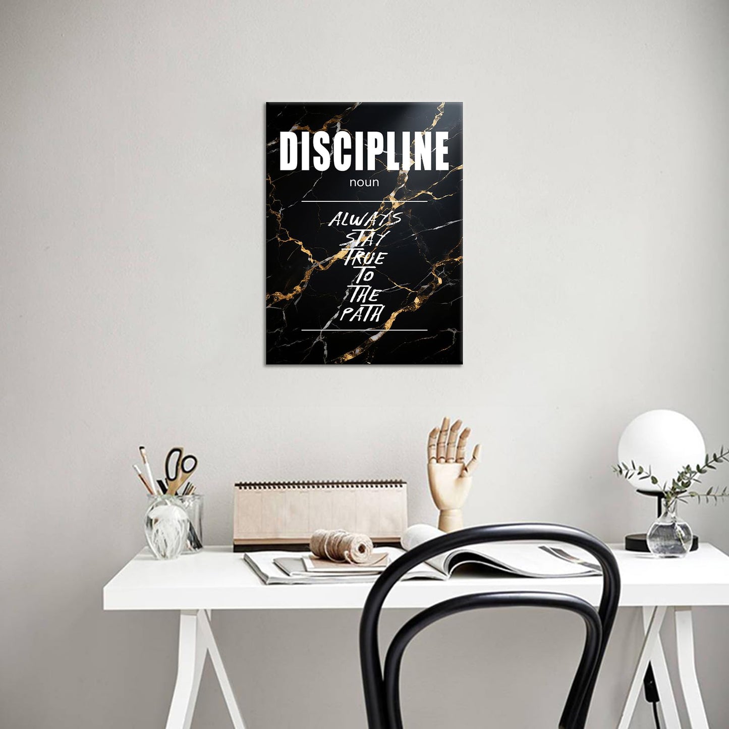 YSPCSUN Inspirational Wall Decor Discipline Always Stay True To The Path Canvas Prints Framed Motivational Office Signs Positive Mindset Artwork For Bedroom Living Room Entrepreneur 24x18 Inch Art