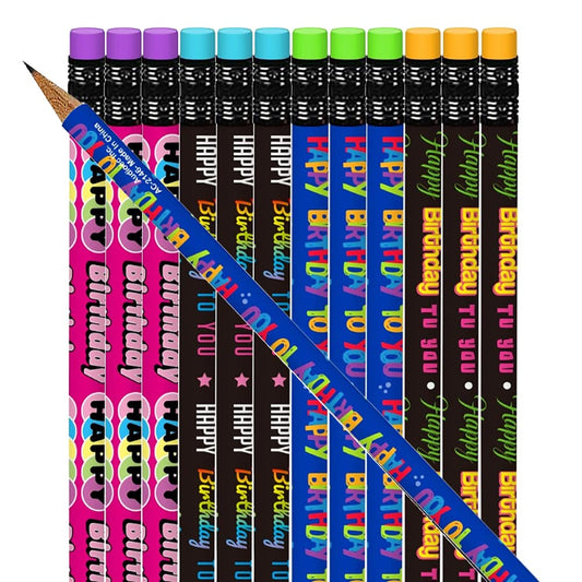 ArtCreativity Happy Birthday Pencils, Set of 24, Cool Writing Pencils with Colorful Birthday Salutations, Birthday Party Favors, Party Goody Bag Fillers, Teacher Supplies for Classroom