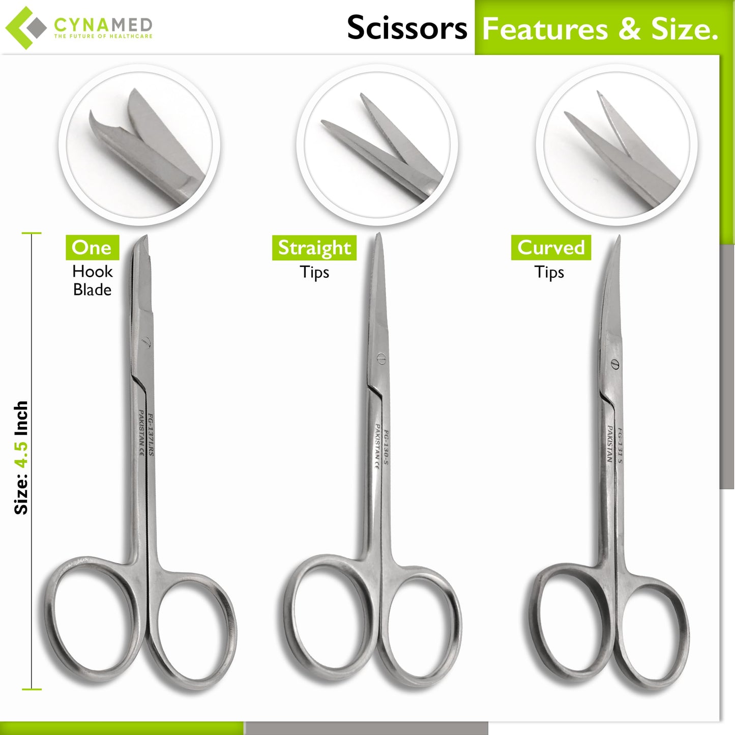 Set of 7 Pieces Scissors Forceps Hemostats Needle Holder Driver Set for Educational Training and Medical Procedures Made of Stainless Steel by Cynamed