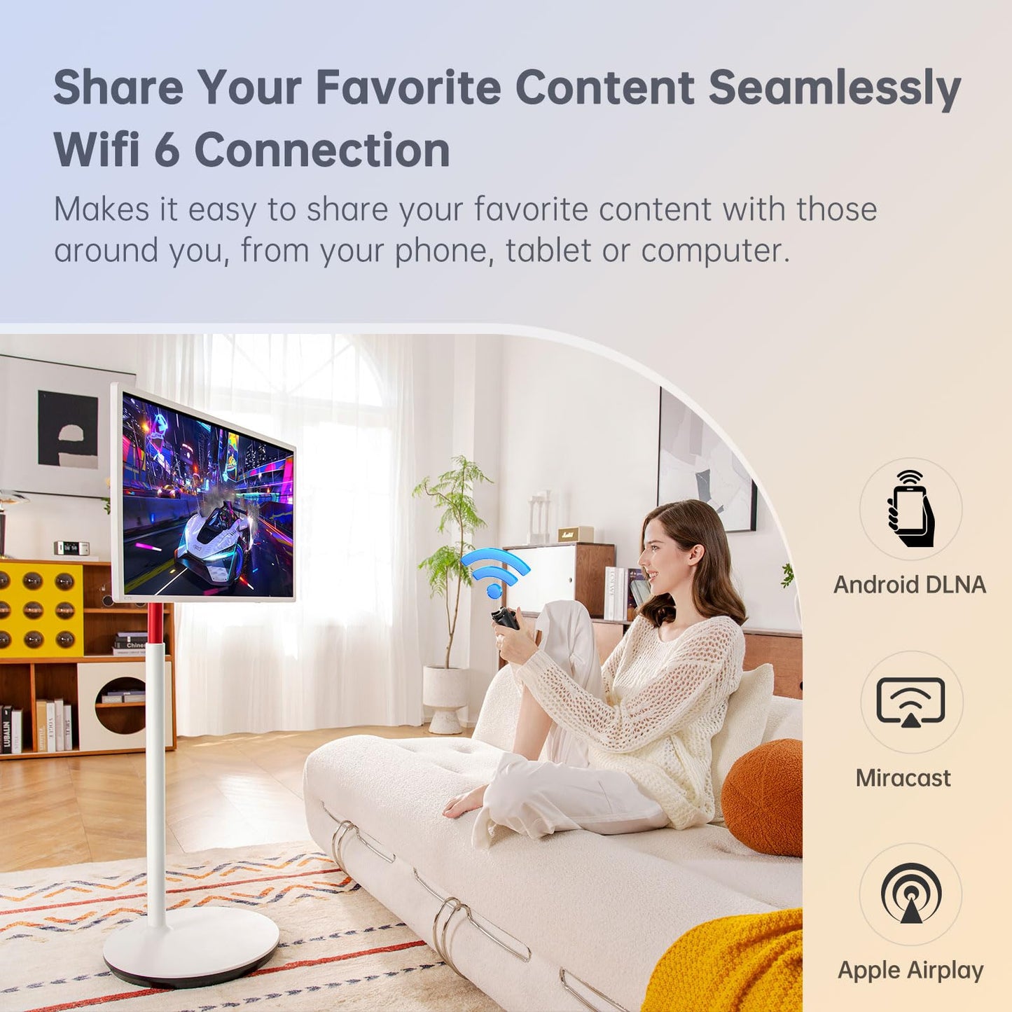 KTC 32 Inch MEGAPAD 4K Touchscreen Smart Portable TV Monitor with Android 13 Google EDLA-Certified, 9500mAh Built-in Battery Mobile Screen on Wheels, Wireless Remote Control, 8+128GB Octa-coreCPU