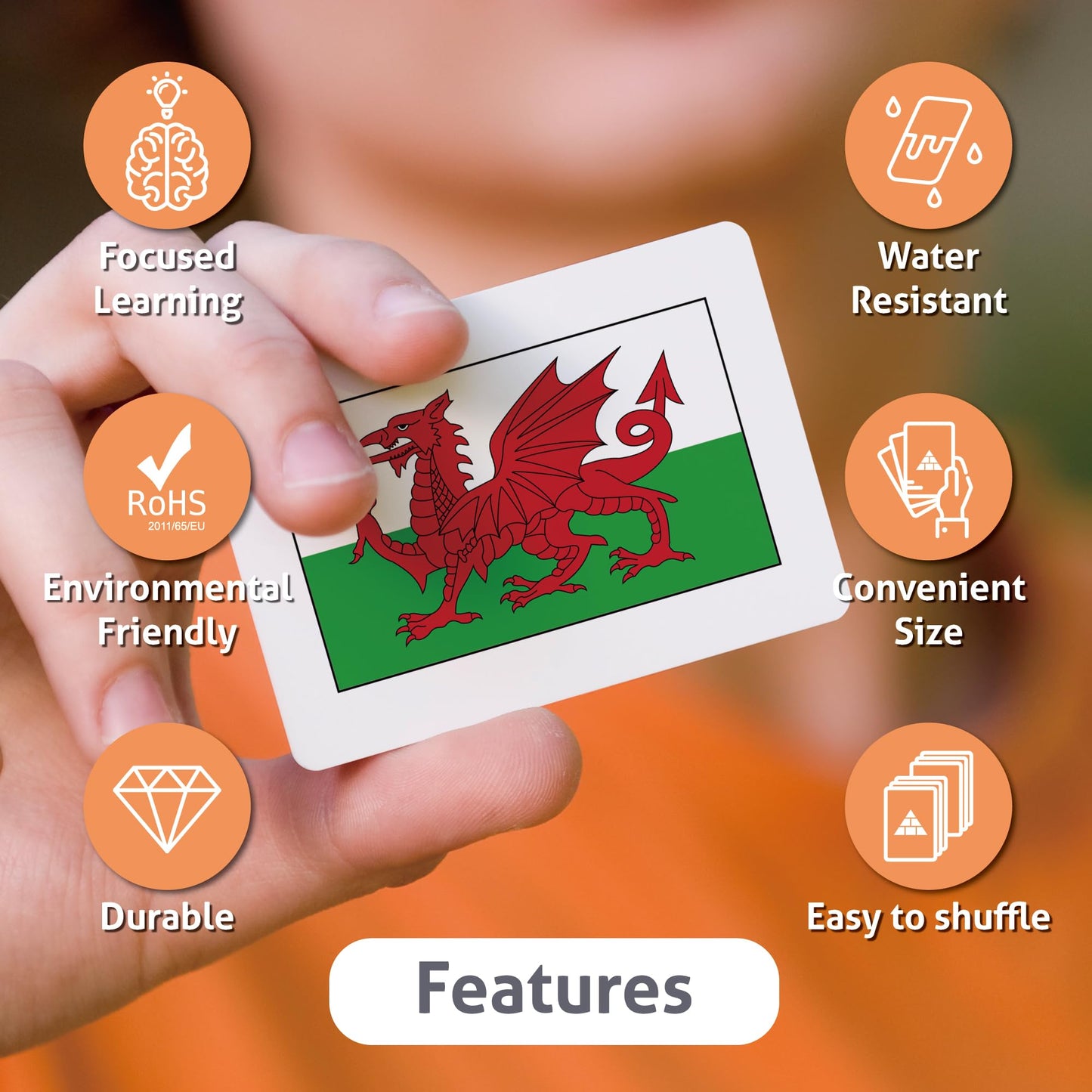 CARDDIA | Collection of Country Flags Educational Flashcards | 242 Flags with Country Names, Territory Shapes, Capitals & Continents | Durable & Portable | Perfect for Geography Gifts