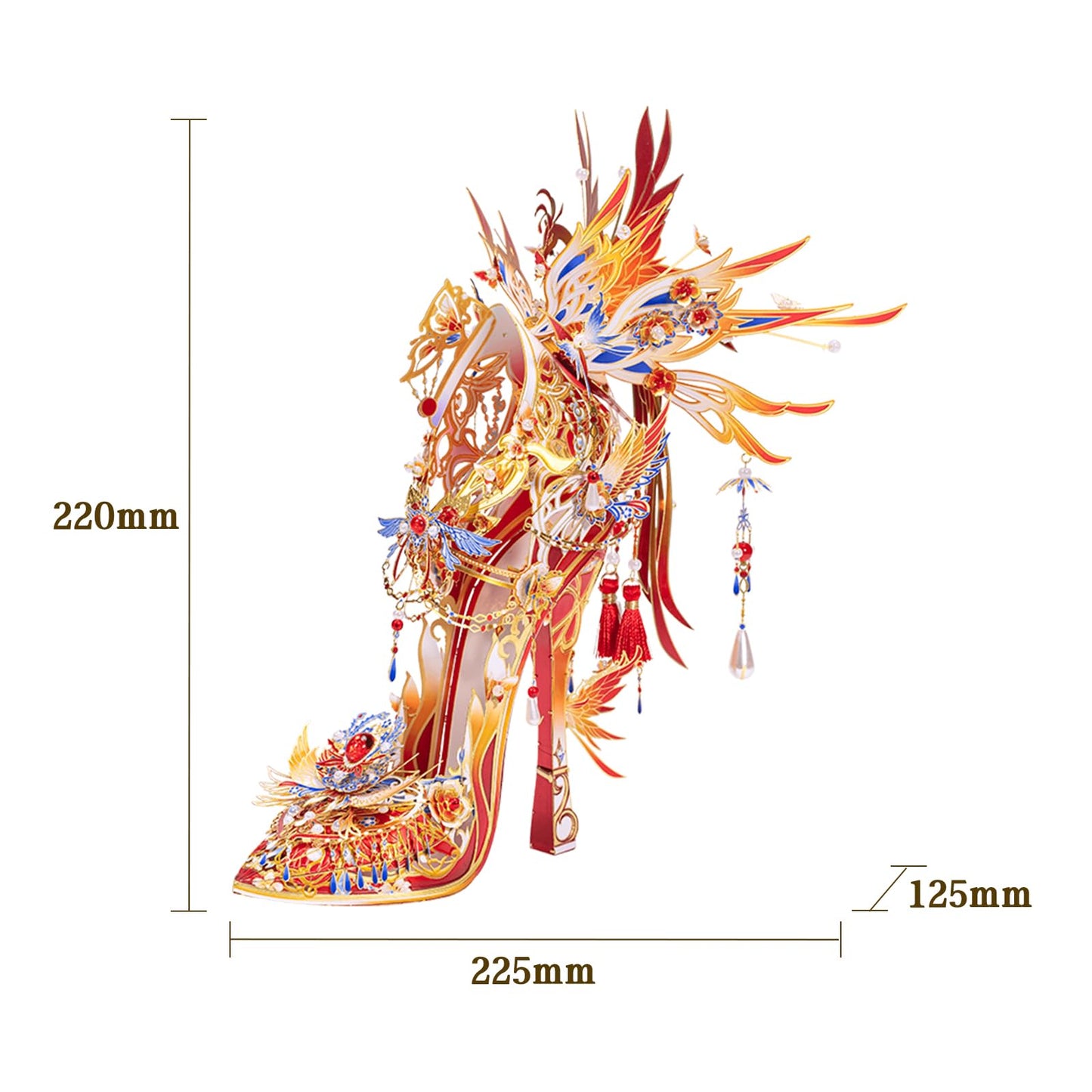 MU Metal Puzzles for Adults Wedding Phoenix Shoe Cinderella Shoes Puzzle 3D Metal Model Kits Building, DIY Sets Xmas Birthday Wedding Girfriend Gifts Home Desk Decor Chinese Red Craft Projects